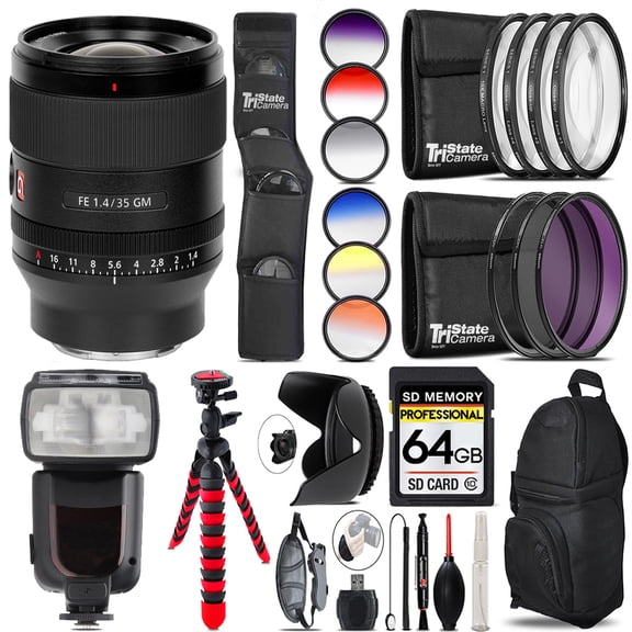 Sony FE 35mm f/1.4 GM Lens + 13 Piece Filter & More- 64GB Accessory Kit (International Version)