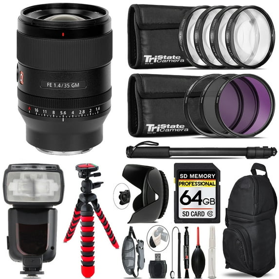 Sony FE 35mm f/1.4 GM Lens + 7 Piece Filter & More - 64GB Accessory Kit (International Version)