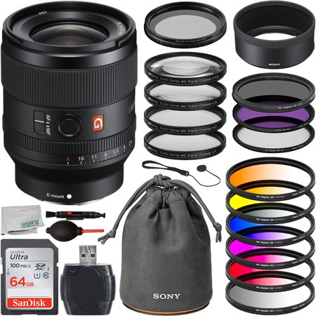Sony FE 35mm f/1.4 GM Lens Deluxe Accessory Bundle: Bundle Includes – 64GB Ultra SDXC Memory Card, 3PC Filter Kit (UV, FLD, CPL), 4PC Macro Close-up Kit, 6PC Gradual Filter Kit, and Much More.