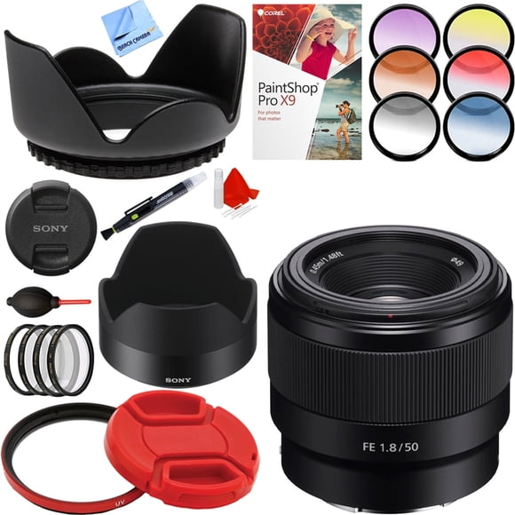 Sony FE 50mm F1.8 Full-frame Prime E-Mount Lens with 49mm Filter Sets Plus Accessories Bundle
