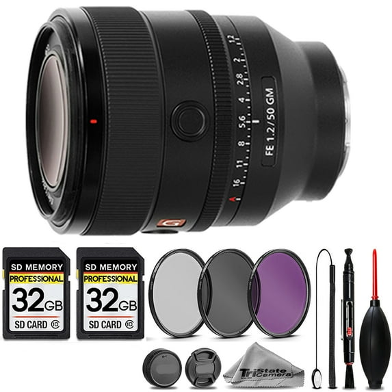 Sony FE 50mm f/1.2 GM Lens (Sony E) +3PC FILTER + 64GB STORAGE BUNDLE KIT (International Version)