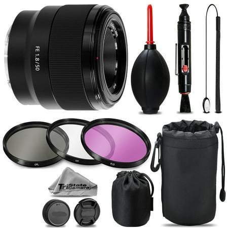 Sony FE 50mm f/1.8 Lens + UV + FLD + CPL + Blower Brush + Lens Pen (International Version)