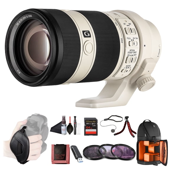 Sony FE 70200mm F4 G OSS Telephoto Zoom Lens (SEL70200G) Full-Frame E-Mount | Constant F4 Aperture | Optical SteadyShot | Filter Kit, BackPack, 64GB Card, Card Reader, Flex Tripod and More