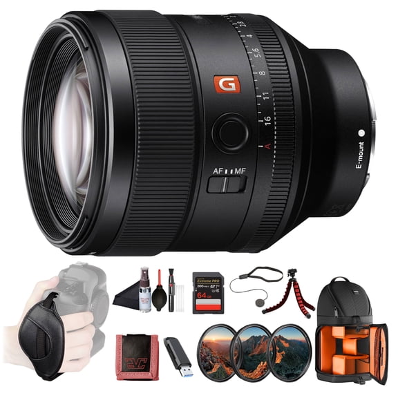 Sony FE 85 mm F1.4 GM Portrait Prime Lens (SEL85F14GM) Full-Frame E-Mount | G Master Optics | Ultra-Bright F1.4 Aperture | 64GB Card, Card Reader, Card Wallet, Cap Keeper and More