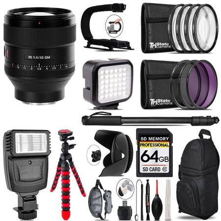 Sony FE 85mm f/1.4 GM Lens - Video Kit + Flash - 64GB Accessory Bundle (International Version)