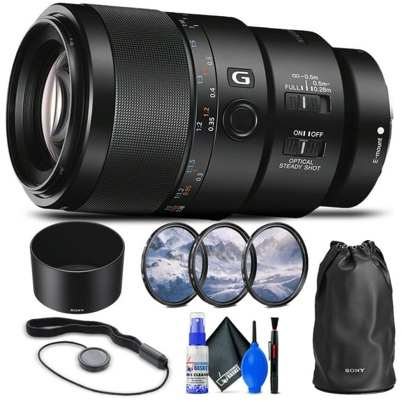 Sony FE 90mm f/2.8 Macro G OSS Lens (SEL90M28G) + Filter Kit + Cap Keeper + Cleaning Kit + More(International Model)