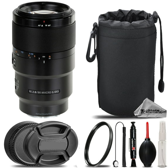 Sony FE 90mm f/2.8 Macro G OSS Lens + UV Filter+ + Hood + Lens Pouch- Basic Kit (International Version)