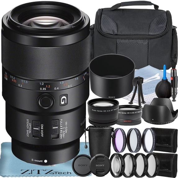 Sony FE 90mm f/2.8 Macro G OSS Lenswith Wideangle + Filter Kit + ZeeTech Accesory Professional Bundle (International Version)