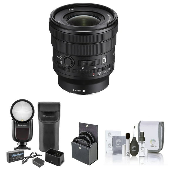 Sony FE PZ 16-35mm f/4 G Lens for Sony E Bundle with Flashpoint Zoom Li-on X R2 TTL On-Camera Round Flash Speedlight For Sony (V1), Filter Kit, Cleaning Kit
