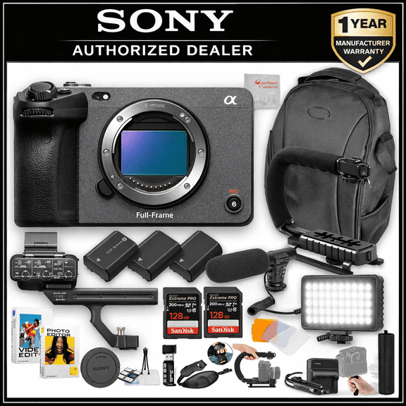 Sony FX2 Digital Cinema Camera | 10.2MP | 256GB Memory + Microphone + LED Video Light + Spare Batteries + U-Grip + Hand Grip + More (Pro Bundle)