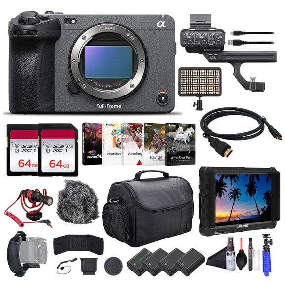 Sony FX3 Full-Frame Cinema Camera ILME-FX3, 4K Monitor, 2 x 64GB Memory Card, Bag, 3 x NP-FZ100 Compatible Battery, LED Light, Card Reader, Corel Photo Software, Compact Mic, and More