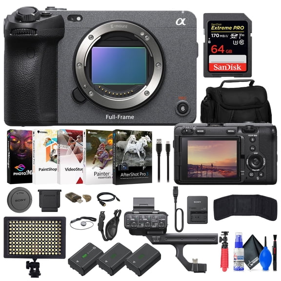 Sony FX3 Full-Frame Cinema Camera ILME-FX3 + 64GB Card, Bag, Batteries, LED Light, Tripod & Creator Accessories (International Model)