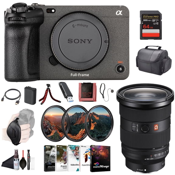 Sony FX3 Full-Frame Cinema Camera ILME-FX3, Sony FE 24-70mm Lens, 64GB Memory Card, Filter Kit, Bag, NP-FZ100 Compatible Battery, Card Reader, Corel Photo Software, Flex Tripod, and More