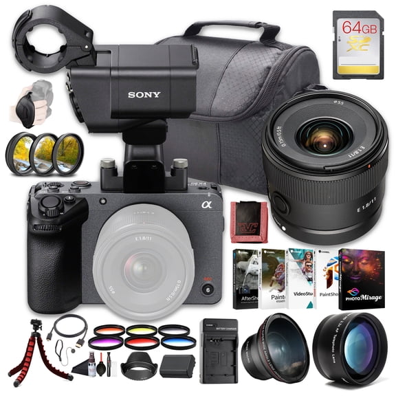Sony FX30 Cinema Line Camera with XLR Handle Unit (ILME-FX30) 26MP APS-C Sensor | 4K Super 35 Recording | Sony E 11mm Lens, 64GB SF-G Tough Card, Filter Kit, Wide Angle Lens and More
