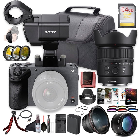 Sony FX30 Cinema Line Camera with XLR Handle Unit (ILME-FX30) 26MP APS-C Sensor | 4K Super 35 Recording | Sony E 15mm G Lens, 64GB SF-G Tough Card, Filter Kit, Wide Angle Lens and More