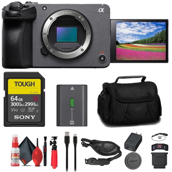 Sony FX30 Digital Cinema Camera + 64GB Card, Bag & Accessory Bundle (International Model)
