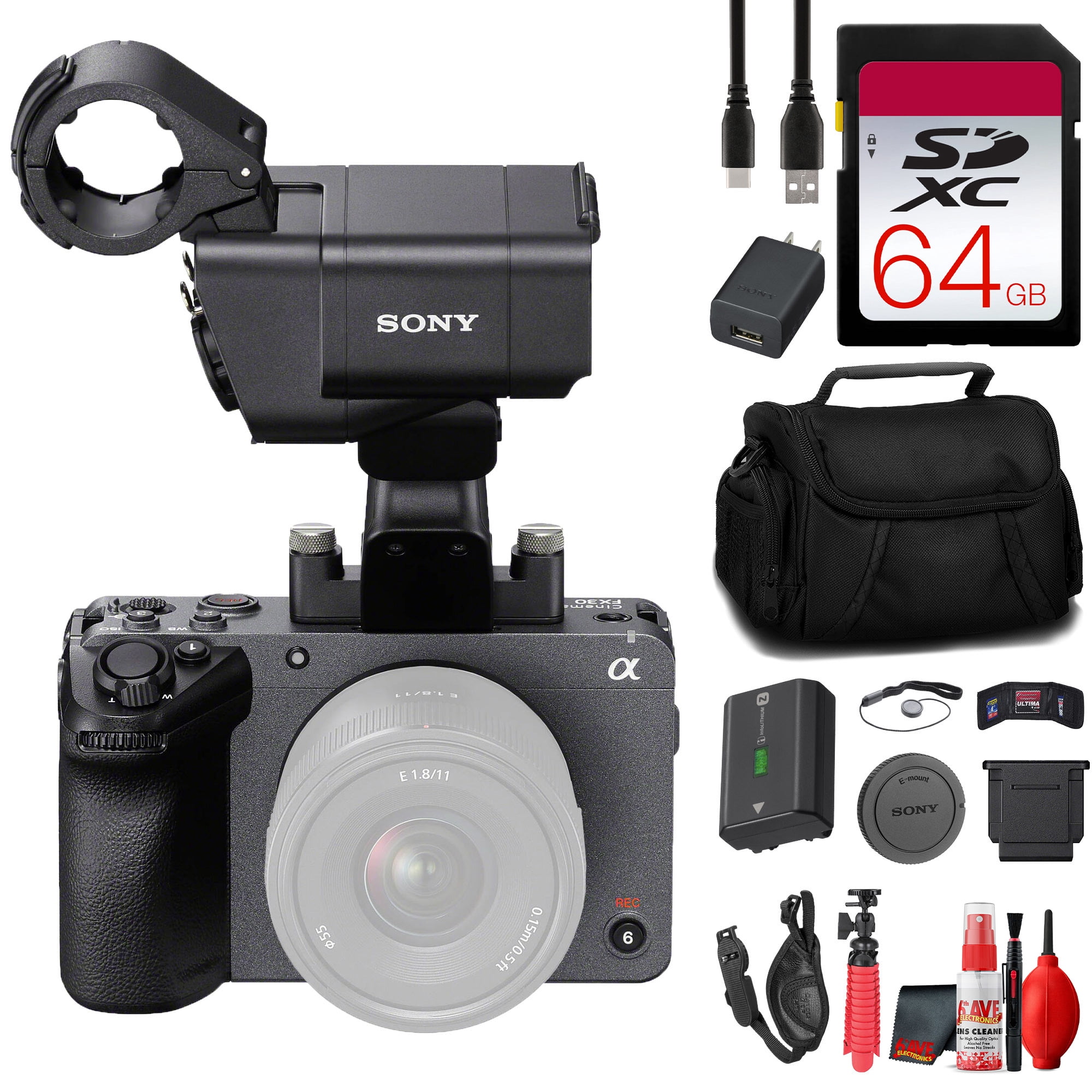 Sony FX30 Digital Cinema Camera with XLR Handle Unit + 64GB SF-G