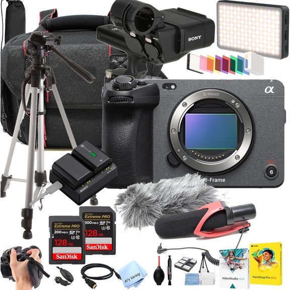 Sony FX3A Full-Frame Cinema Camera, 12.1MP Full-Frame CMOS Exmor R Sensor + 256GB Memory + Video Mic + LED Light + Case, Tripod & More (Deluxe Value Bundle) (International Version)