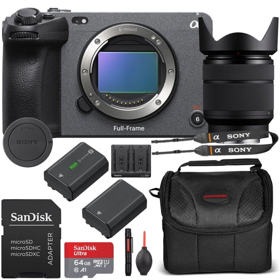 Sony FX3A Full-Frame Cinema Camera with 28-70mm Lens Bundle + Extra Battery, 64GB Memory Card, Case & More (International Version)