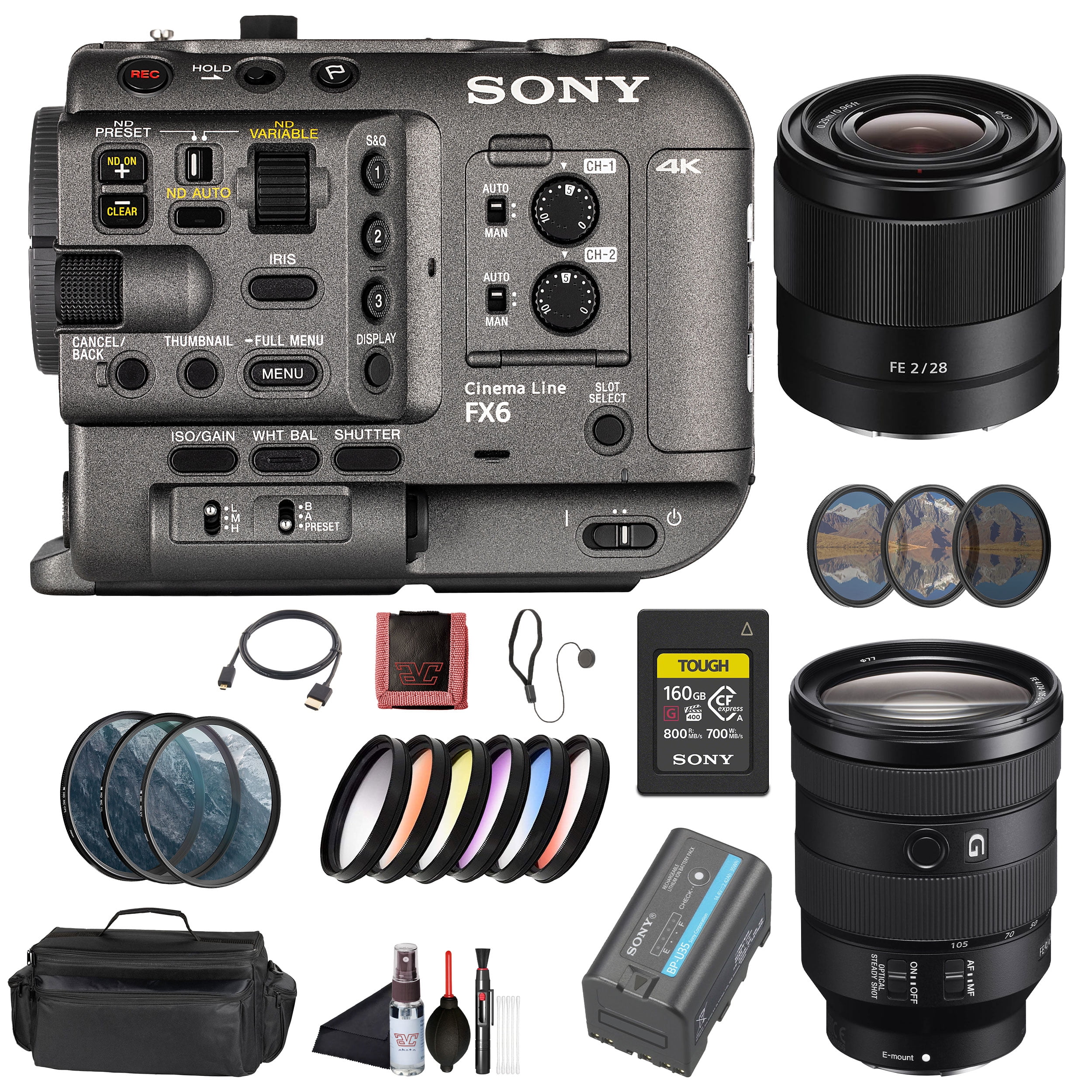 Sony FX6 Cinema Line Camera Kit with 24–105 mm F4 G OSS Lens (ILME