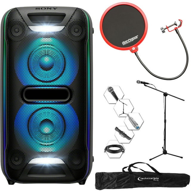 Sony GTKXB72 High Power Home Audio System (Black) with Deco Gear Pop Filter Bundle