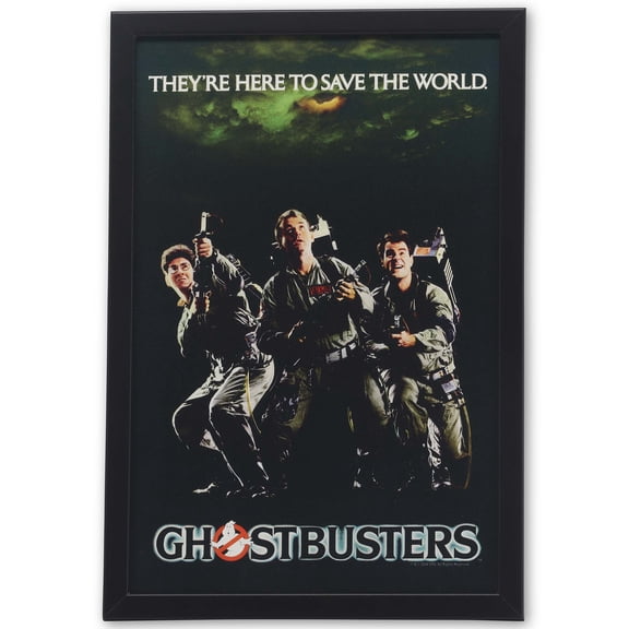 Sony Ghostbusters Movie Poster Framed Wood Wall Decor for Man Cave, Office, or Movie Room