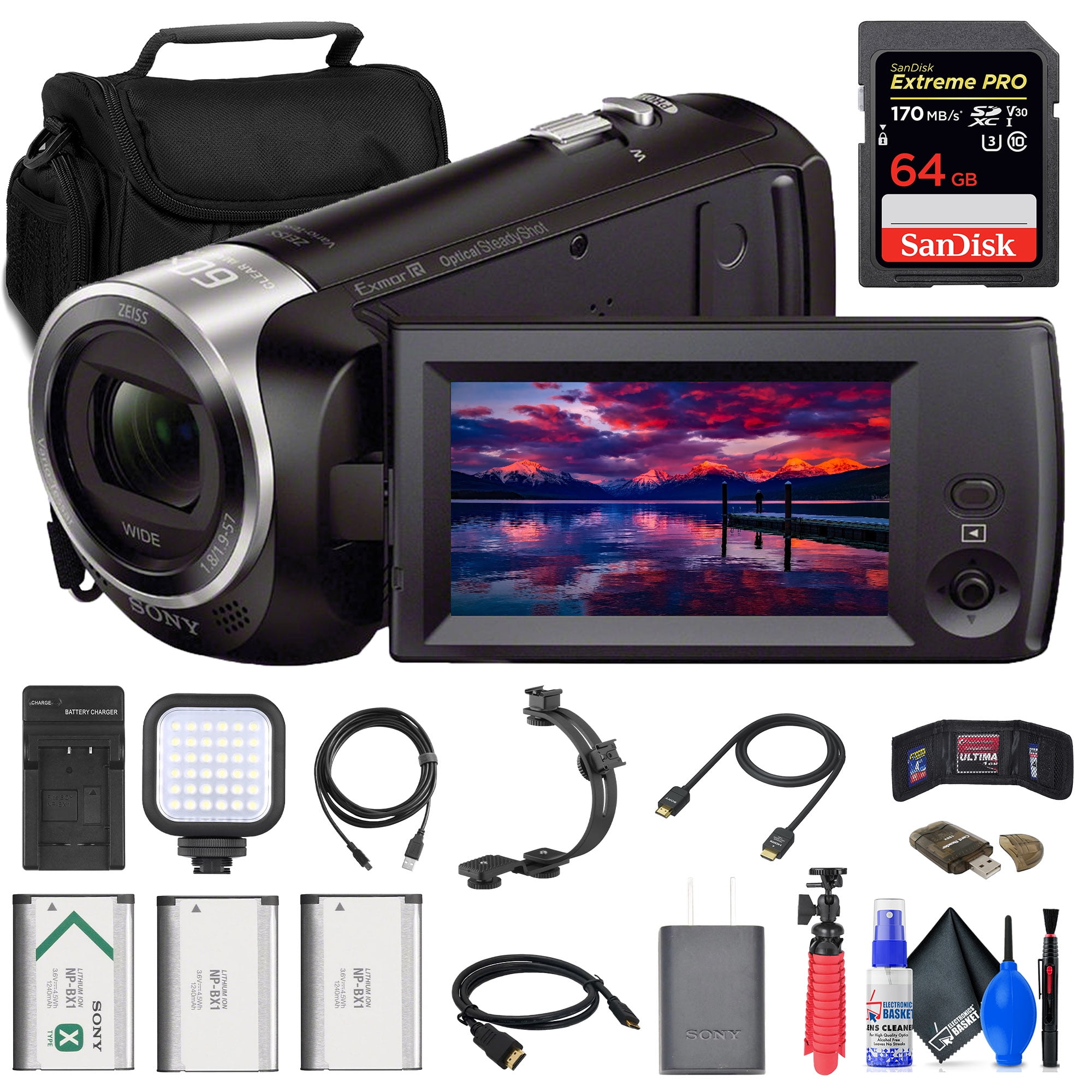 Sony HDR-CX405 HD Handycam + 4K Monitor + 2 x 64GB Card + Bag + More