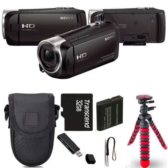 Sony HDR-CX405 HD Handycam + Spider Tripod + Case - 32GB Kit (International Version)