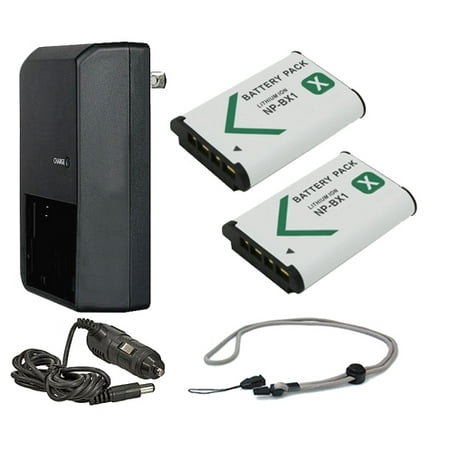Sony HDR-CX440 High Capacity Batteries (2 Units) + AC/DC Travel Charger + Krusell Lanyard Neck Strap (Black Finish)