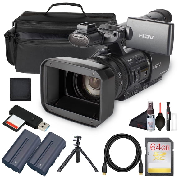 Sony HDR-FX1000E PAL HDV Handycam Camcorder Bundle, 3-CMOS HD Video, 20x Optical Zoom, Pro Controls for Events & Documentary Filming | Includes Case, LED Light, Filter Kit, Battery