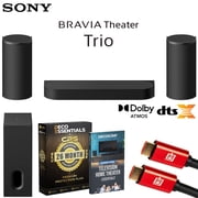 Sony HTA8 BRAVIA Theater Trio, Three-Unit System Bundle with Theatre Sub 7 Subwoofer, Deco Essentials CPS 26 Month Protection, 2x HDMI Cables, Deco Gear Complete Home Theater Beginner's Guidebook