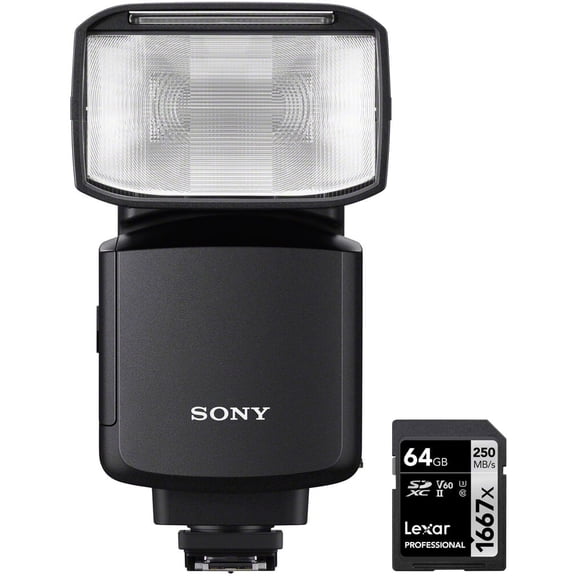 Sony HVL-F60RM2 Compact Wireless Radio Flash Bundle with Lexar Professional SDHC / SDXC 1667x UHS-II 64GB Memory Card
