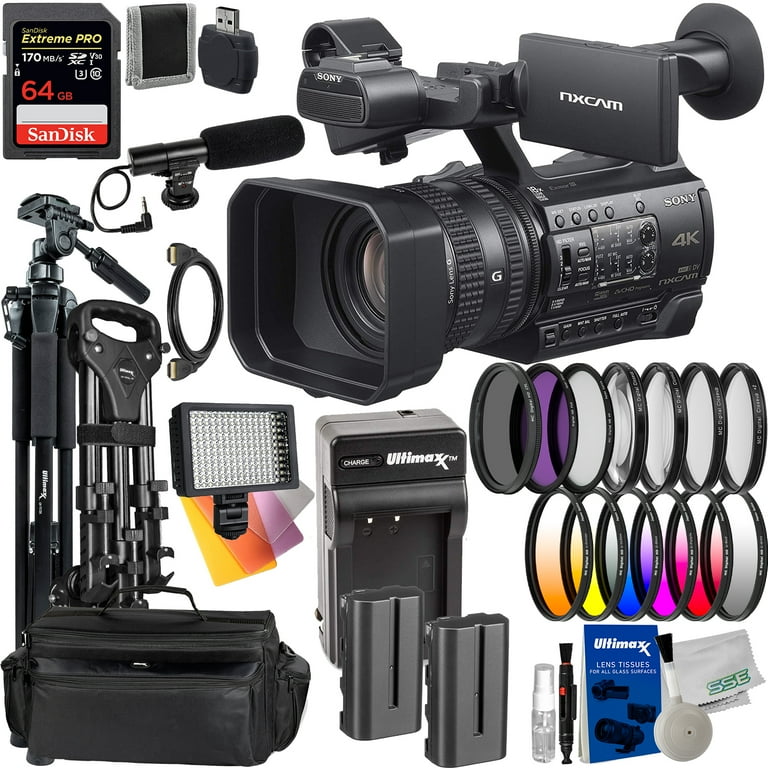 Sony HXR-NX200E 4K Camcorder (PAL) with Deluxe Accessory Bundle
