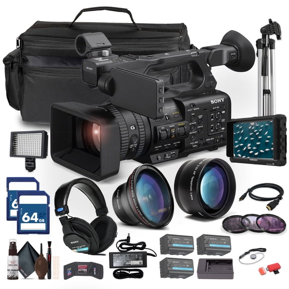 Sony HXR-NX800 4K HDR 1" Sensor NXCAM Camcorder W/ 4K Monitor + Sony ECM-VG1 Microphone + Sony Headphones + 2 x BP-U35 Battery + 2 x 64GB Memory Card + Large Case + More