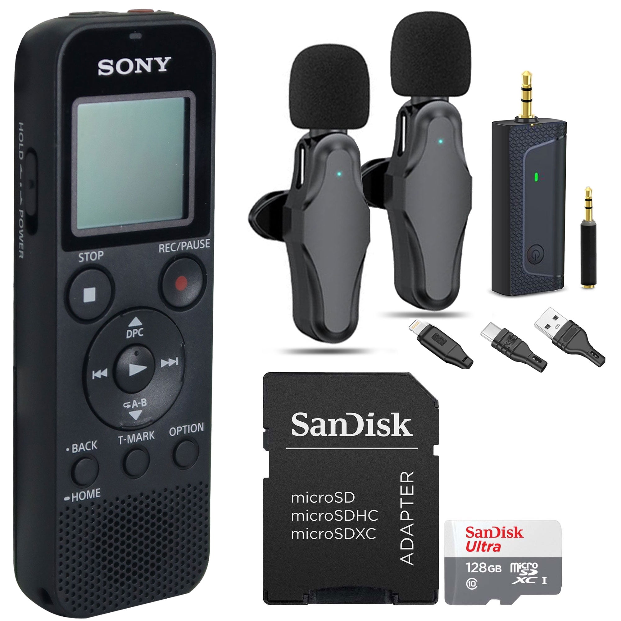 Sony ICDPX370 Digital Voice Recorder with Wireless Lavalier Microphone