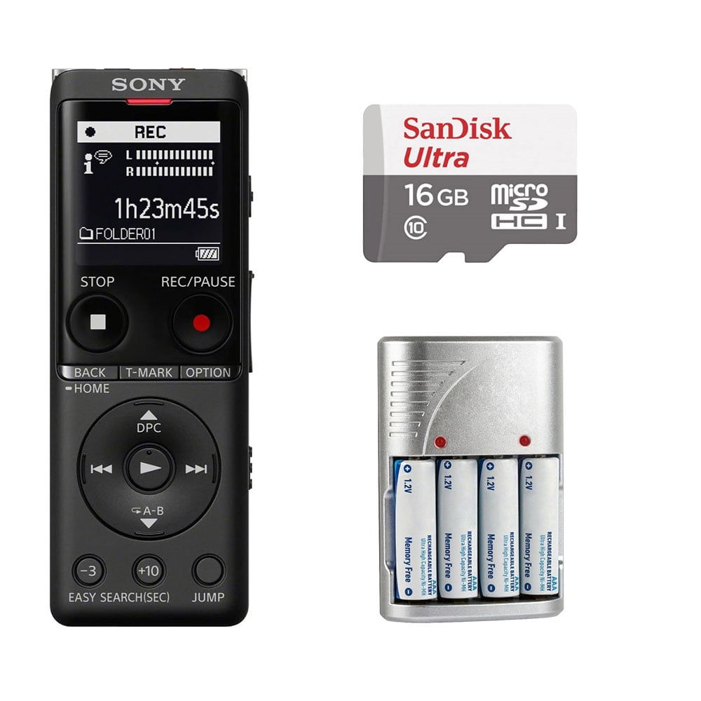 Sony ICD-UX570 Digital Voice Recorder (Black) + 16GB Memory Card - Basic Kit (International Version)