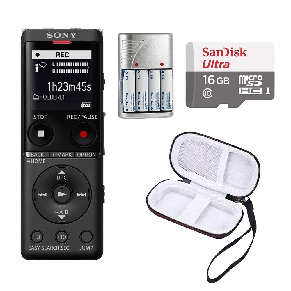 Sony ICD-UX570 Digital Voice Recorder (Black) + 16GB Memory Card - Essential Kit (International Version)