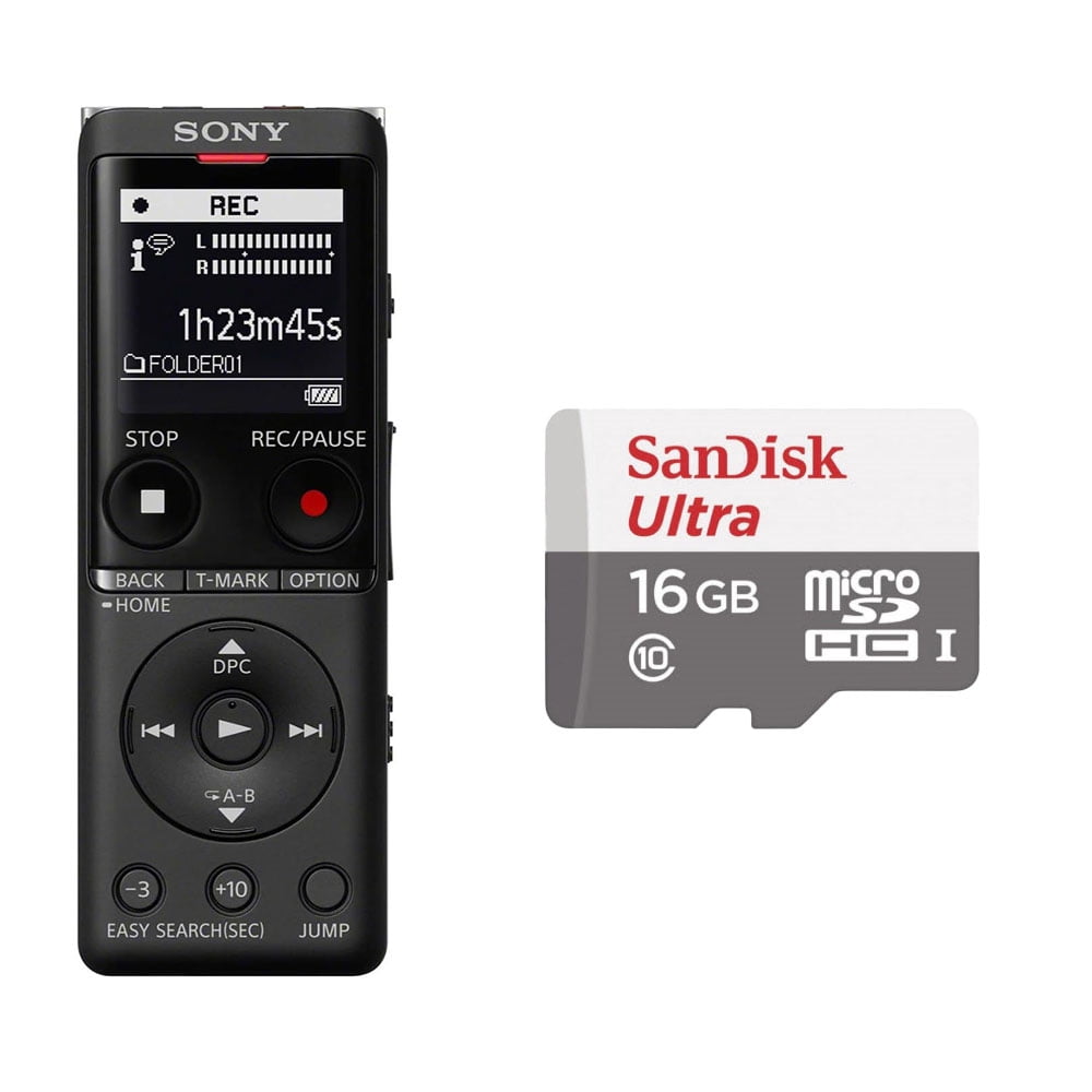 Sony ICD-UX570 Digital Voice Recorder (Black) + 16GB Memory Card (International Version)