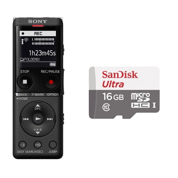 Sony ICD-UX570 Digital Voice Recorder (Black) + 16GB Memory Card (International Version)