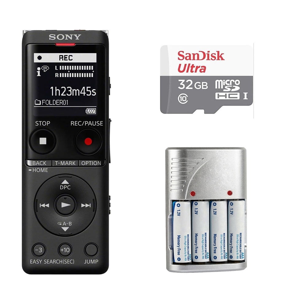 Sony ICD-UX570 Digital Voice Recorder (Black) + 32GB Memory Card - Basic Kit (International Version)