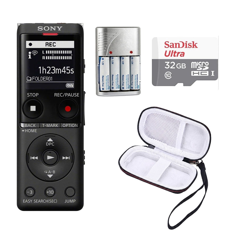 Sony ICD-UX570 Digital Voice Recorder (Black) + 32GB Memory Card - Essential Kit (International Version)