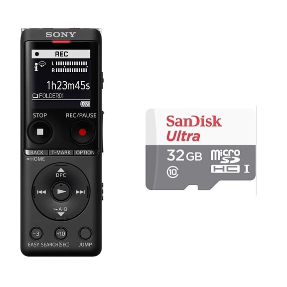 Sony ICD-UX570 Digital Voice Recorder (Black) + 32GB Memory Card (International Version)