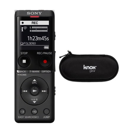Sony ICDUX570BLK Slim Design Digital Voice Recorder (Black) with Hardshell Voice Recorder Case