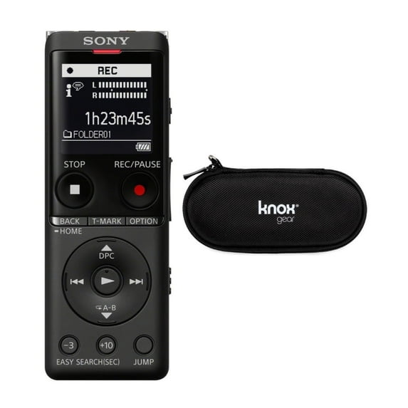 Sony ICDUX570BLK Slim Design Digital Voice Recorder (Black) with Hardshell Voice Recorder Case