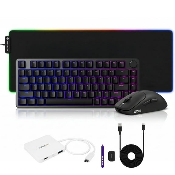 Sony INZONE 75% Wired Aluminum Chassis RGB Gaming Keyboard (Black) Bundle with Mouse, Pad and 3-Port USB (4 Items)