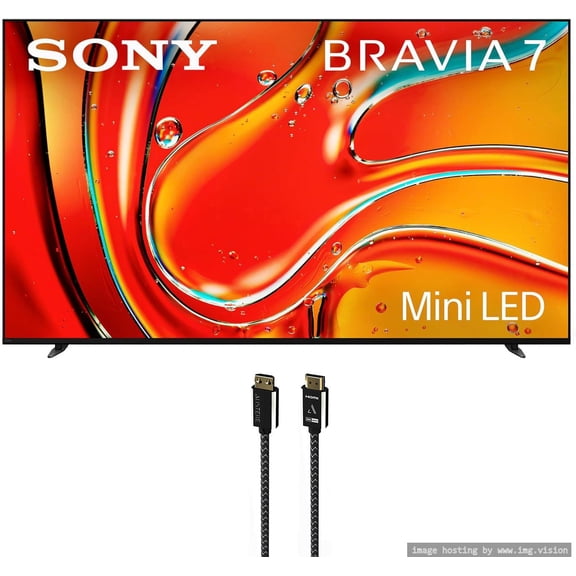 Sony K55XR70 55 Inch 4K Bravia LCD Mini LED Full Array HDR Google TV with an Austere 7S-8KHD2-2.5M VII Series 2.5m Premium Braided 8K HDMI Cable (2024)