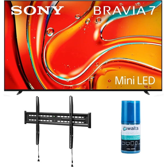 Sony K55XR70 55 Inch 4K Bravia LCD Mini LED Full Array HDR Google TV with a Walts TV FIXED-MOUNT-43-90 TV Mount for 43"-90" Compatible TVs and Walts HDTV Screen Cleaner Kit (2024)