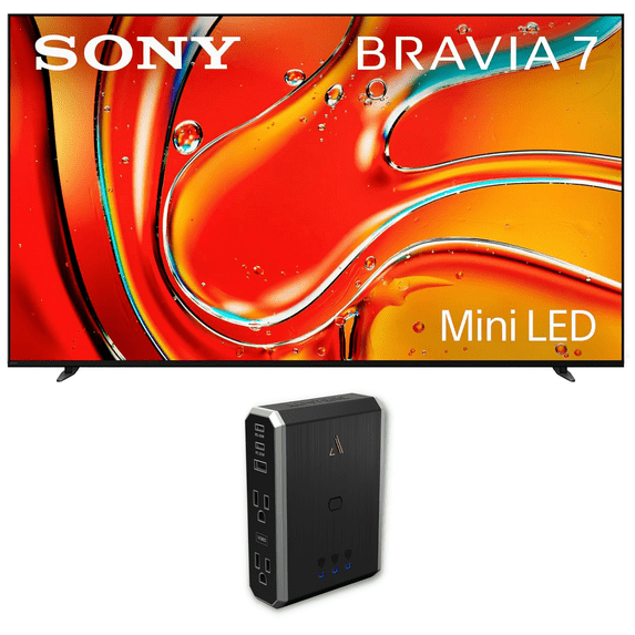 Sony K55XR70 55 Inch 4K Bravia LCD Mini LED Full Array HDR Google TV with an Austere 7S-PS4-US1 4-Outlet Power with Omniport USB (2024)