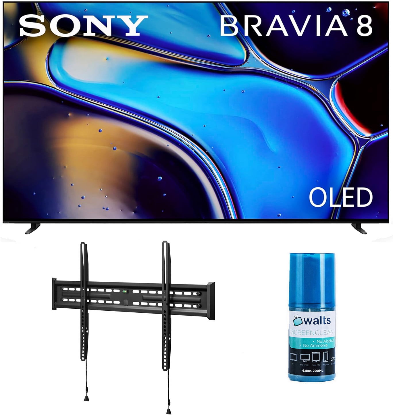 Sony K55XR80 55 Inch IMAX Enhanced Bravia OLED 4K HDR Google TV with a Walts TV FIXED-MOUNT-43-90 TV Mount for 43"-90" Compatible TVs and Walts HDTV Screen Cleaner Kit (2024)