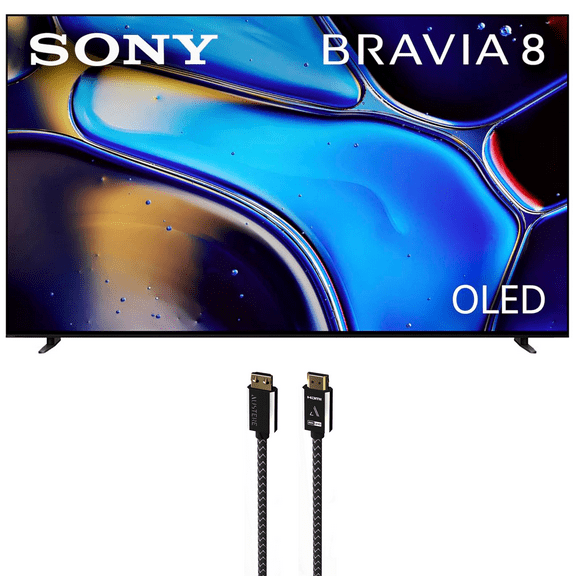 Sony K55XR80 55 Inch IMAX Enhanced Bravia OLED 4K HDR Google TV with an Austere 7S-8KHD2-2.5M VII Series 2.5m Premium Braided 8K HDMI Cable (2024)